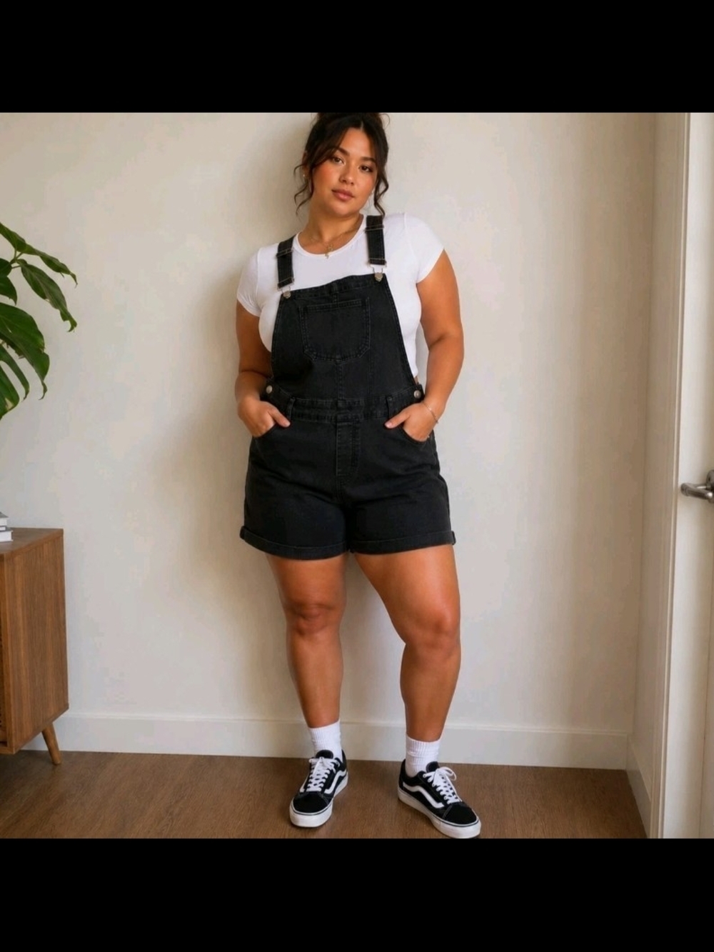 Black Denim Short Overalls - Women's Casual Jeans Romper